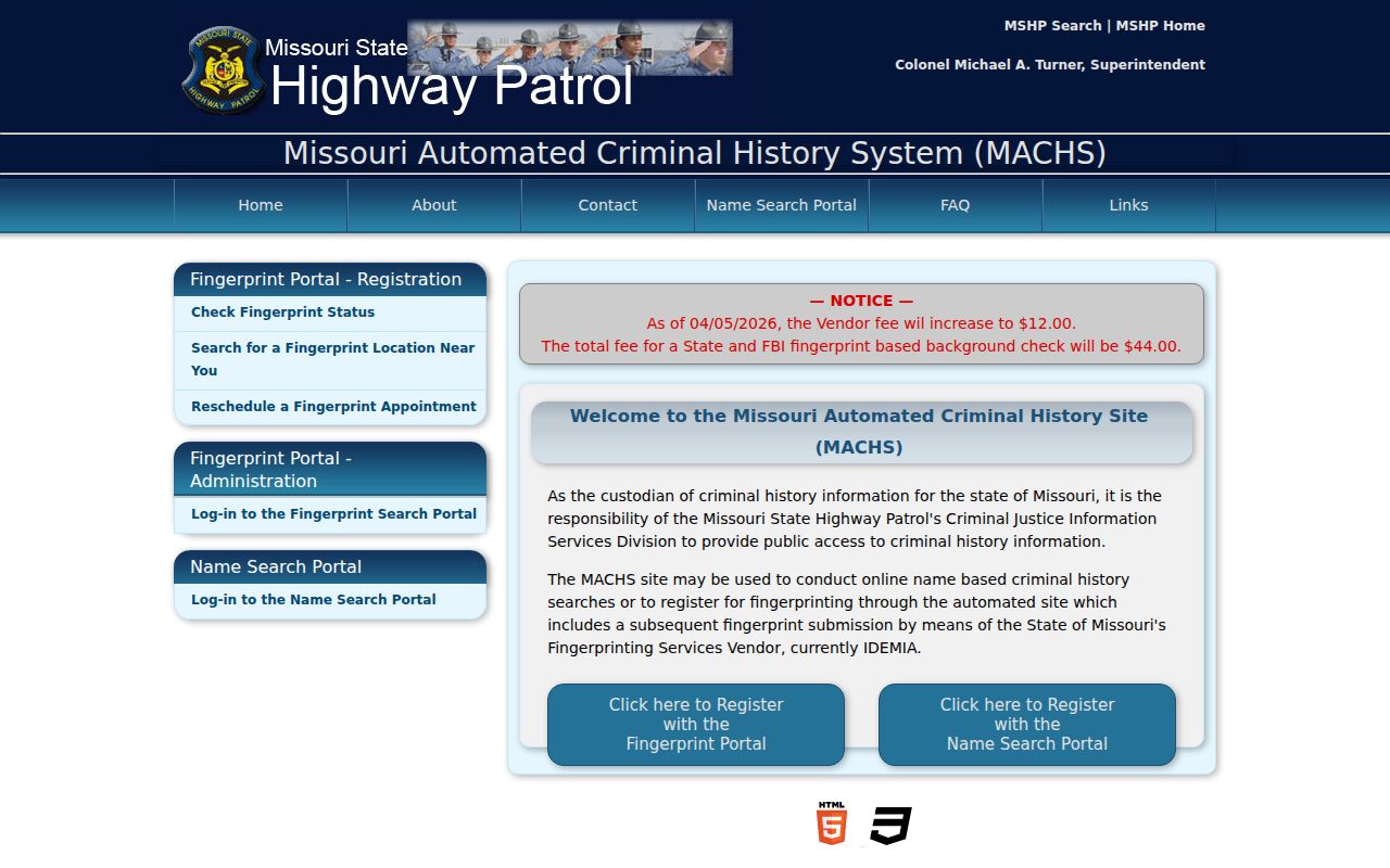 Texas County criminal history MACHS portal