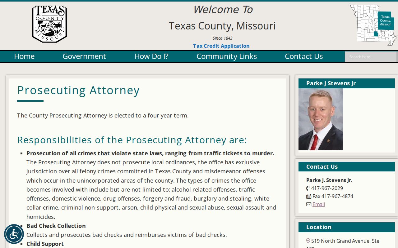 Texas County Prosecuting Attorney criminal court case jurisdiction information